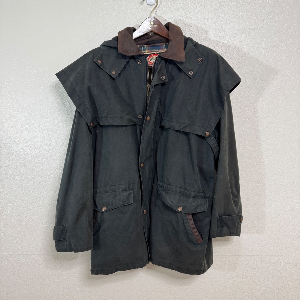 The Australian Outback Collection Jacket Mens XL Green Oilskin Waxed Cotton Coat